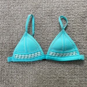 Triangl Turquoise Crochet Neoprene Bikini Swimsuit Top